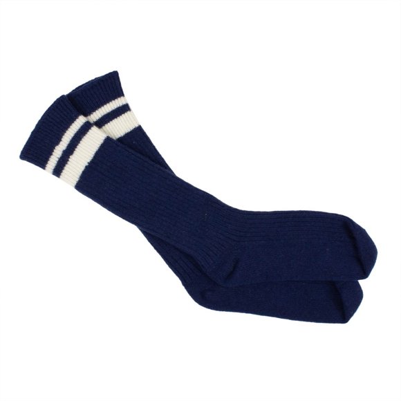 NEW UNRAVEL PROJECT Blue Ribbed White Striped Socks Size SM $180 - Picture 2 of 4